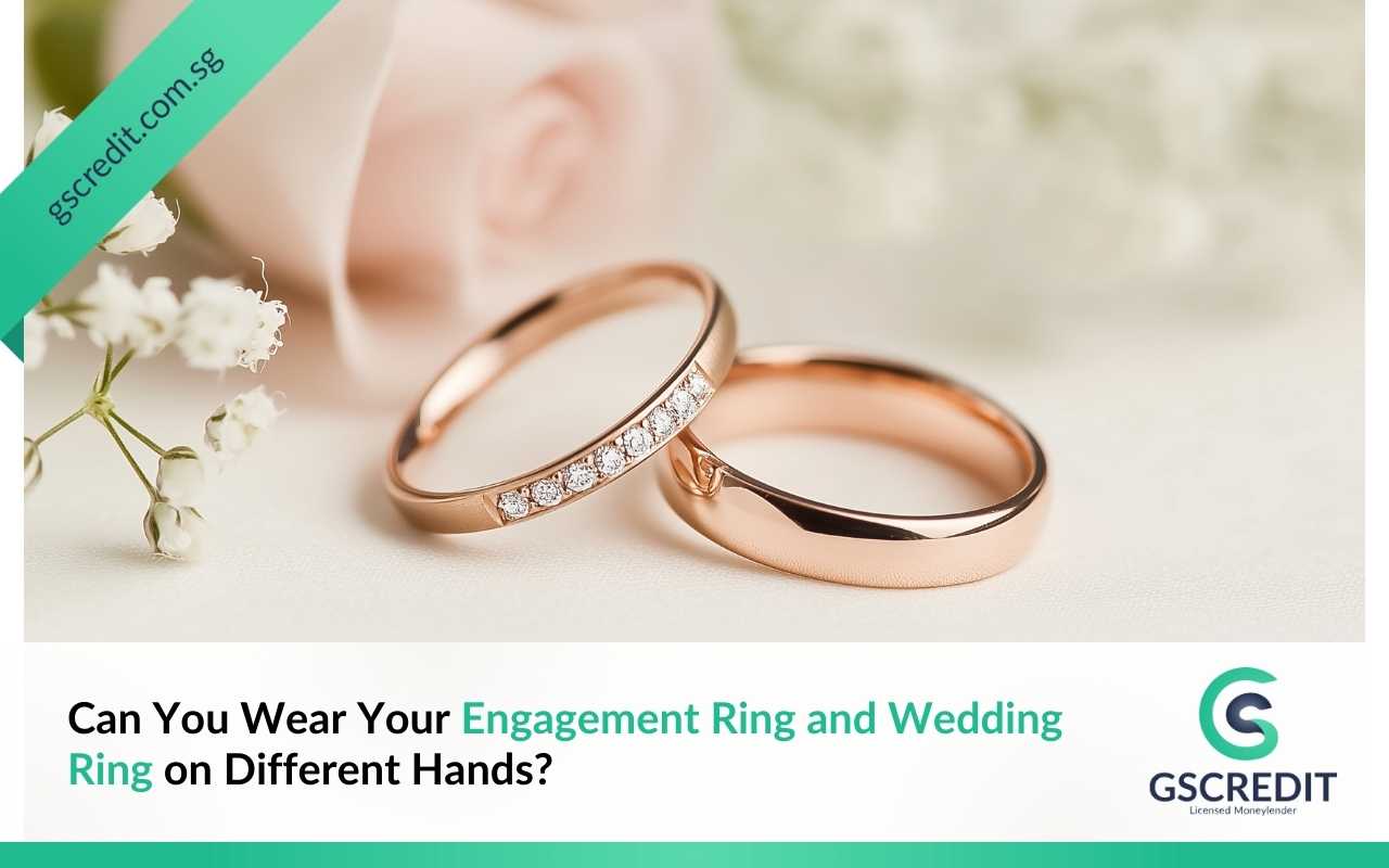 Engagement ring and wedding ring worn on different hands